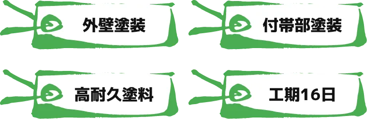外壁塗装 付帯部塗装 高耐久塗料 工期16日